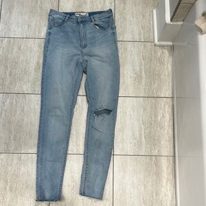 Garage Blue Skinny Jeans with Distressed Knee